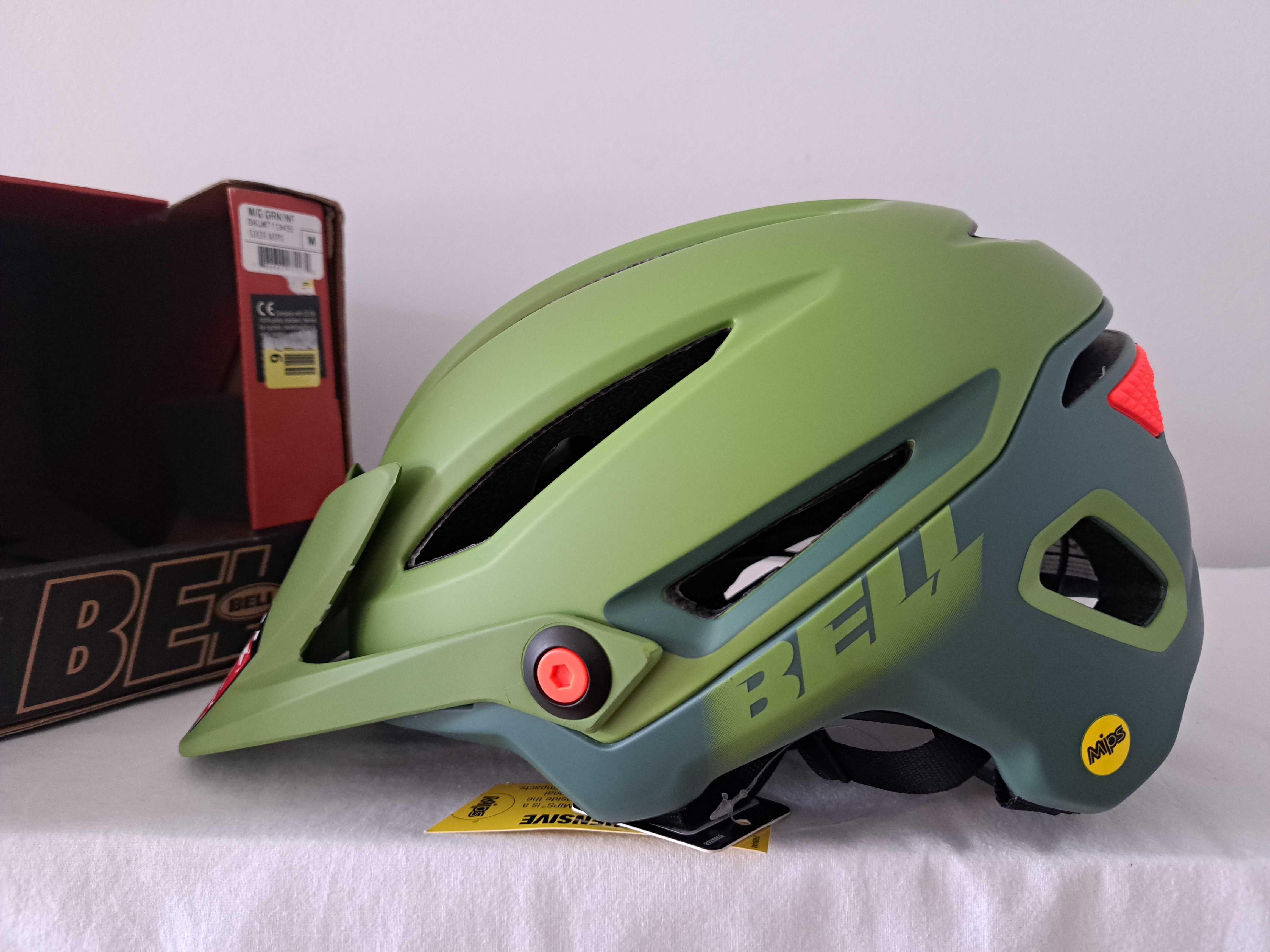 Kask rowerowy Bell Sixer Integrated Mips Green Red M 55-59cm