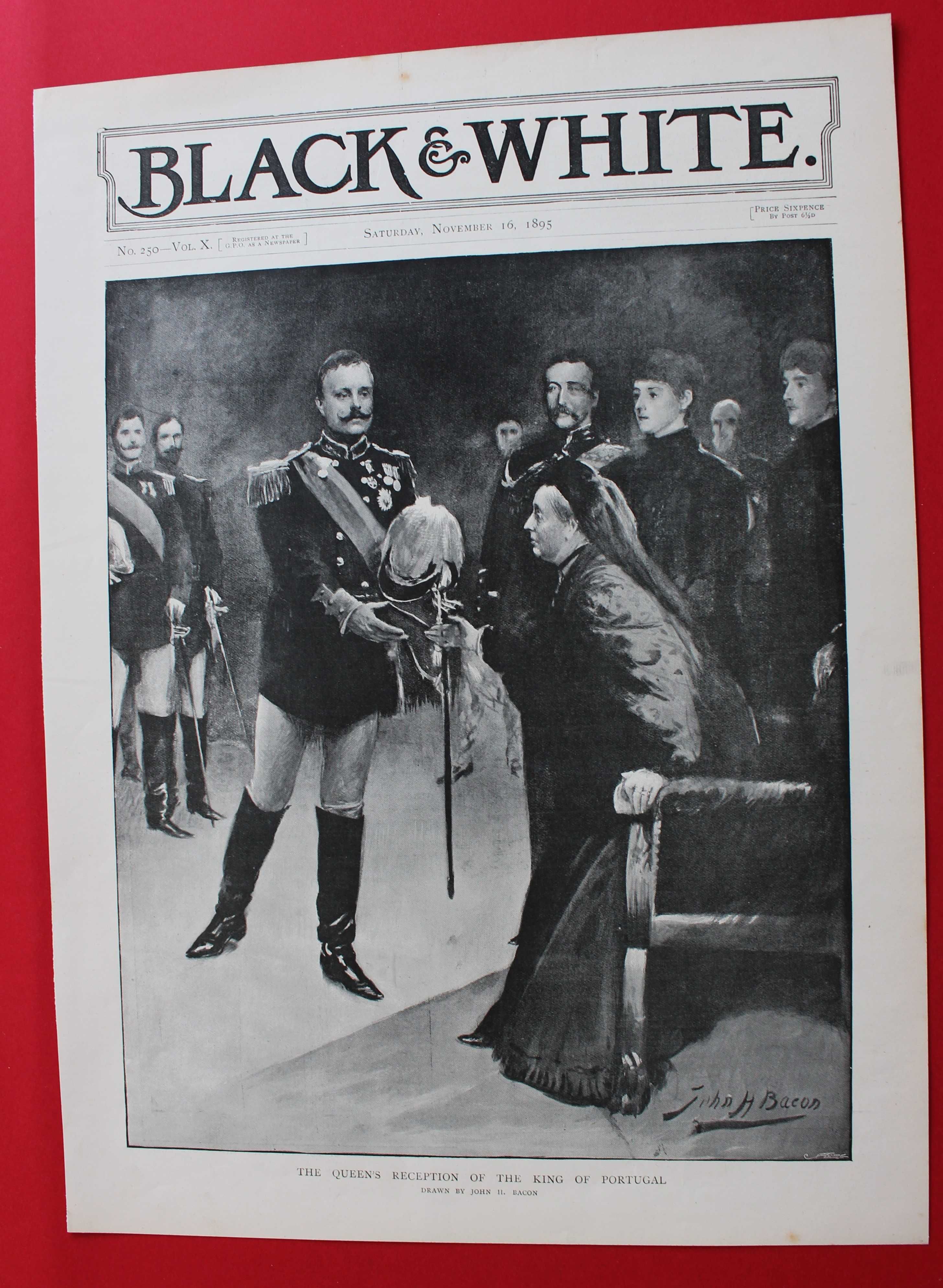 Rei D. Carlos recebido pela Rainha Victoria 1895 Black & White