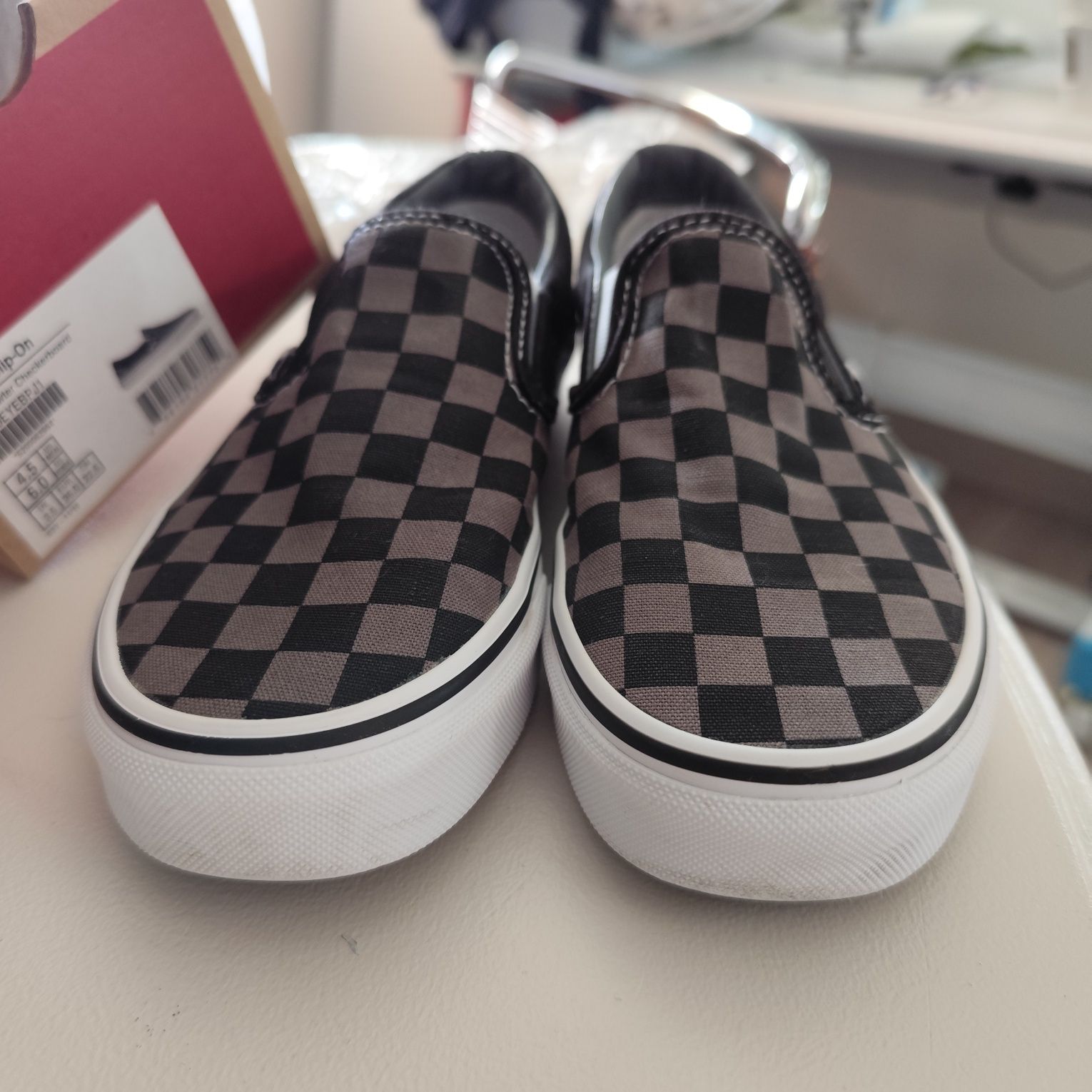 Par de sapatos VANS Classic Slip-On Black Checkerboard