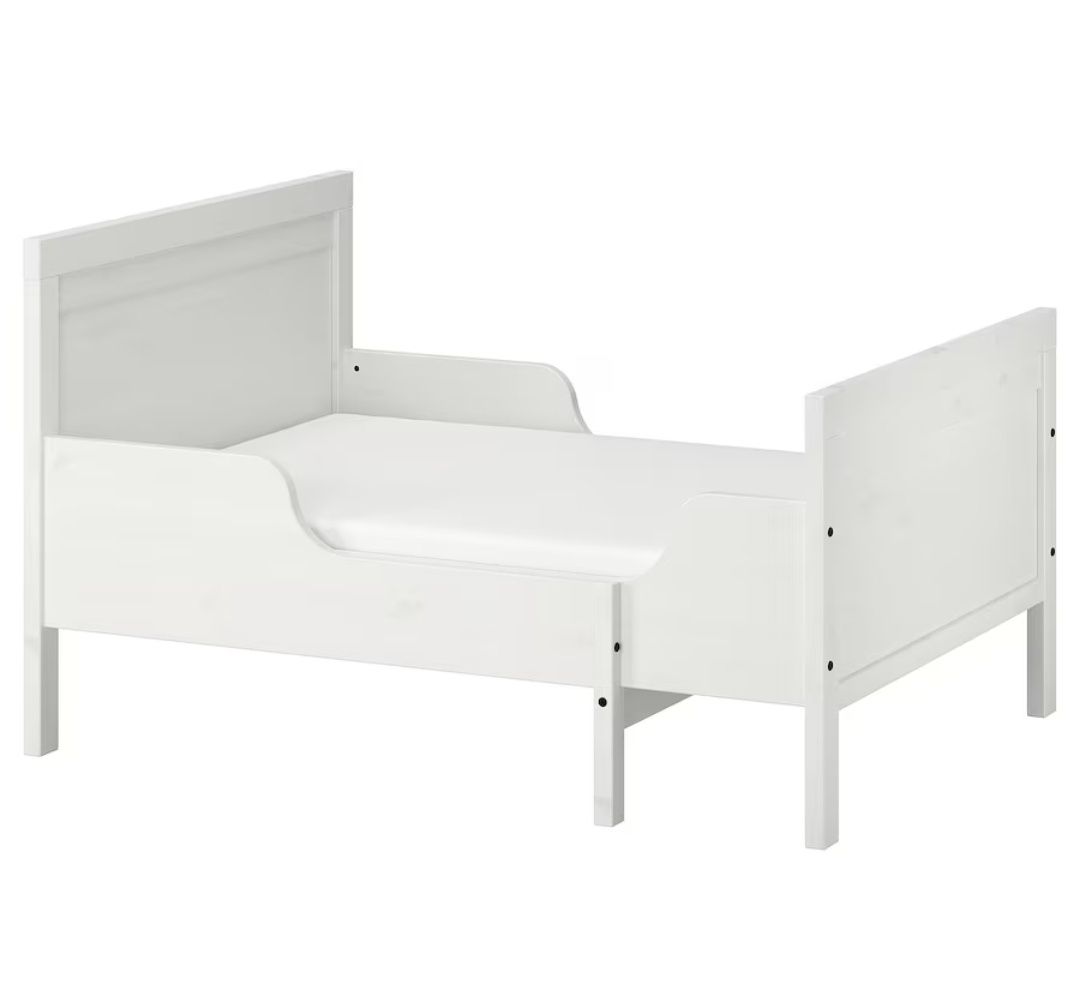 SUNDVIK IKEA Rozsuwana rama łóżka + dno łóżka, w kolorze białym