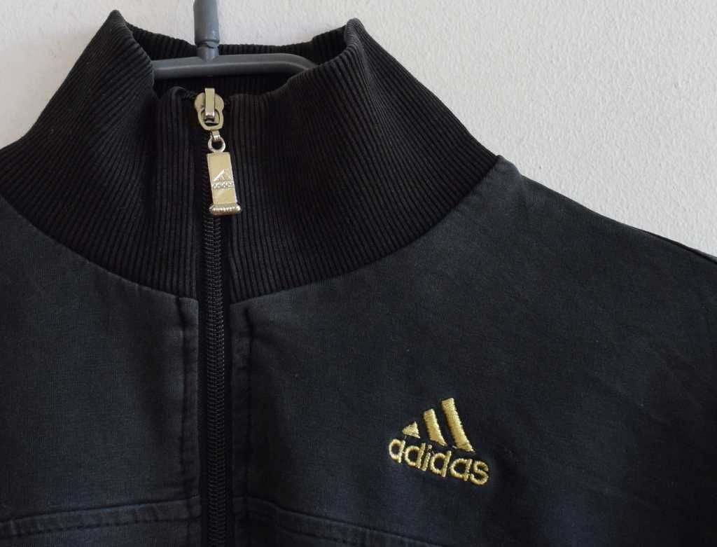 Adidas czarna bluza zlote lampasy na  zamek 34 xs