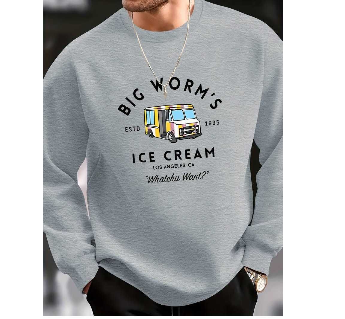 Bluza męska sweter nadruk z przodu nowa/L