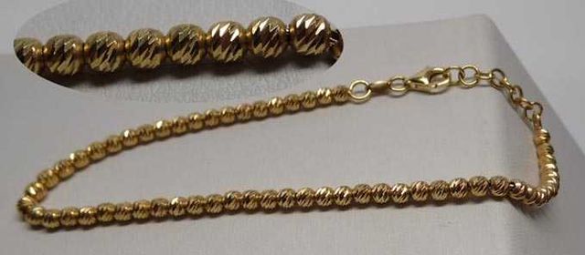 Złota bransoletka diamentowane kulki 18 - 20 cm.