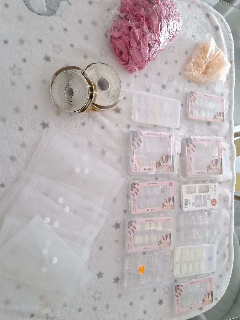 Material para unhas, varios artigos+ saco para aspirador unhas +pedal