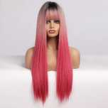 -50% Peruka Truskawkowy Blond Pink Emo różowa czerwona ombre OD RĘKI