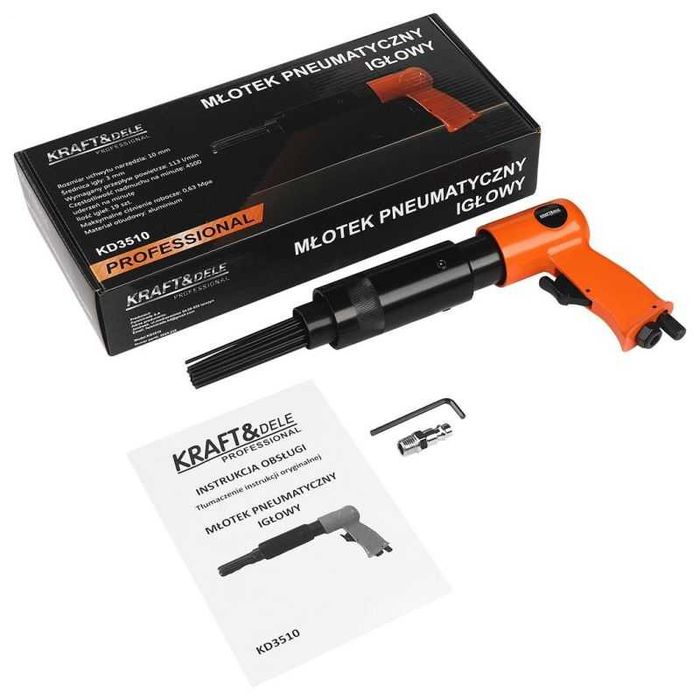 KRAFT&DELE Młotek Pneumatyczny Igłowy Do Rdzy Spawów Zestaw KD3510