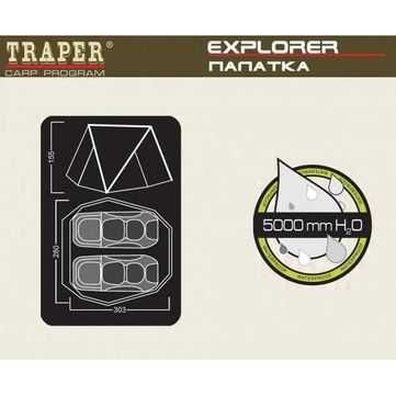 Высокая Палатка карповая 2 мест Traper Namiot Explorer 80048 Польша