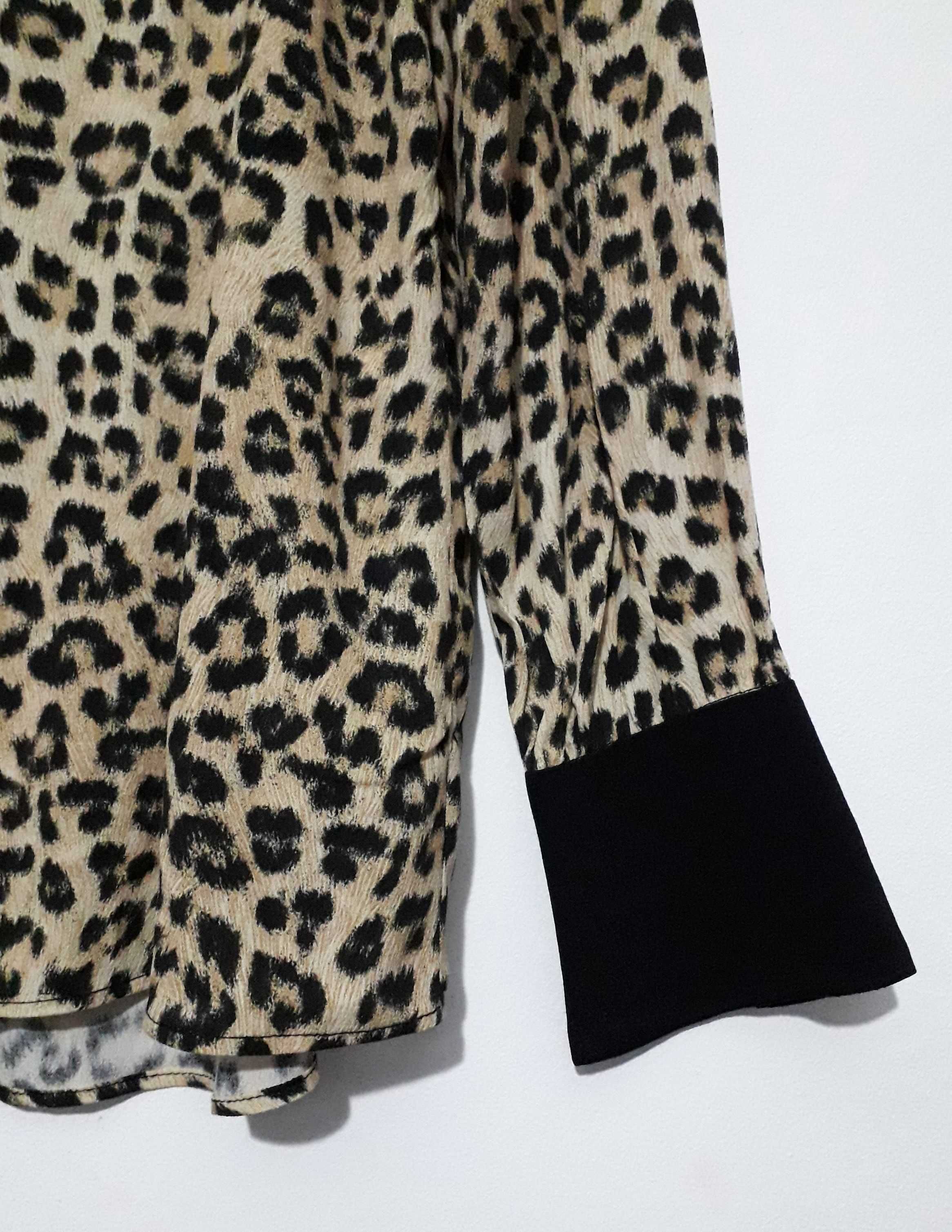Camisa padrão leopardo com laçada Zara T: S Nova
