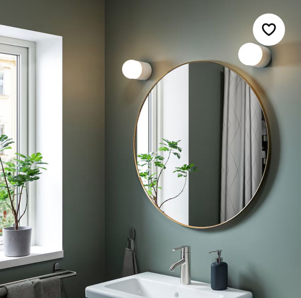 LINDBYN Ikea  Lustro okrągłe, złoty kolor, 80 cm