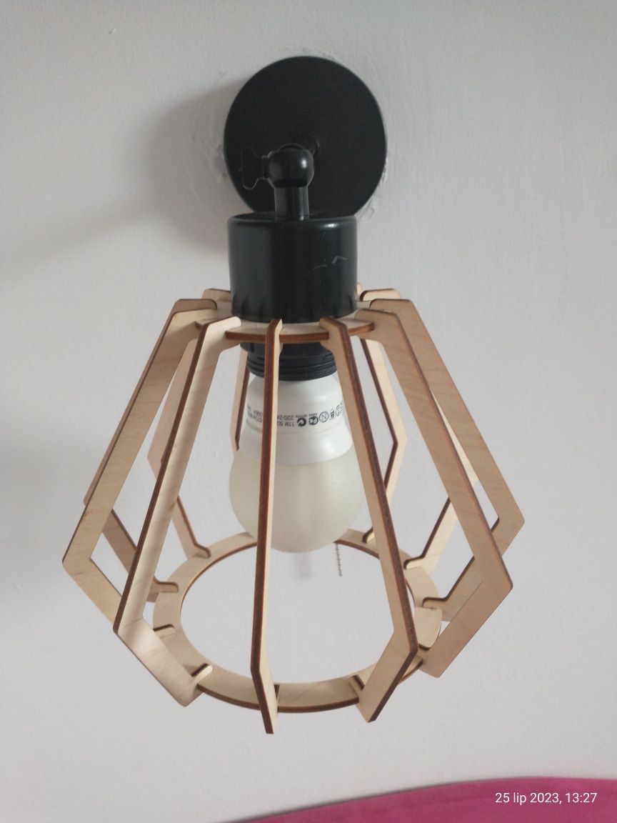 Dwa Kinkiety ścienne, lampa ruchoma loft brylant drewno