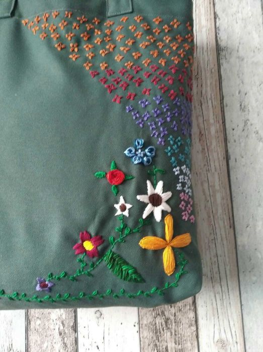 Torba na zakupy, haft ręczny