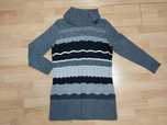 Sweter damski golf z golfem r 40 42 szary ażurek dluzszy