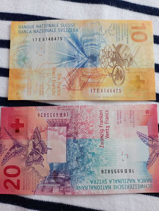 Купюри 10,20,50,100,200 франків Швейцарії Боны Швейцарские франки CHF