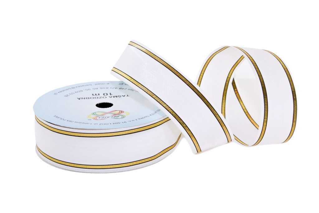 Zestaw wstążek tkanych "Szarfa z paskami" 4cm/10m - 4 sztuki
