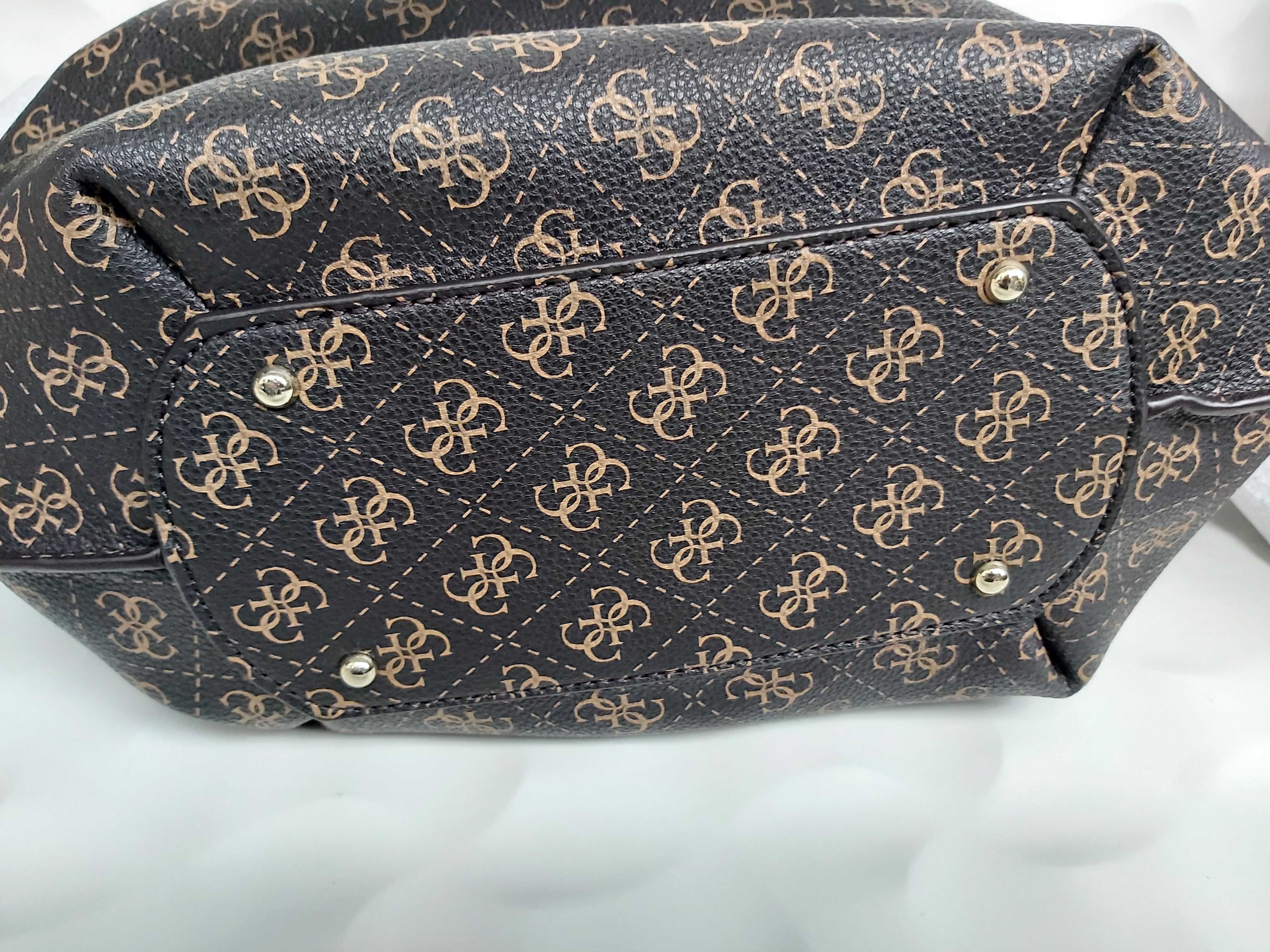 NOWA torba brąz GUESS shopperka torebka monogram T432