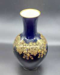 Wazon kobaltowy porcelana Lindner z złoceniami kolekcje vintage