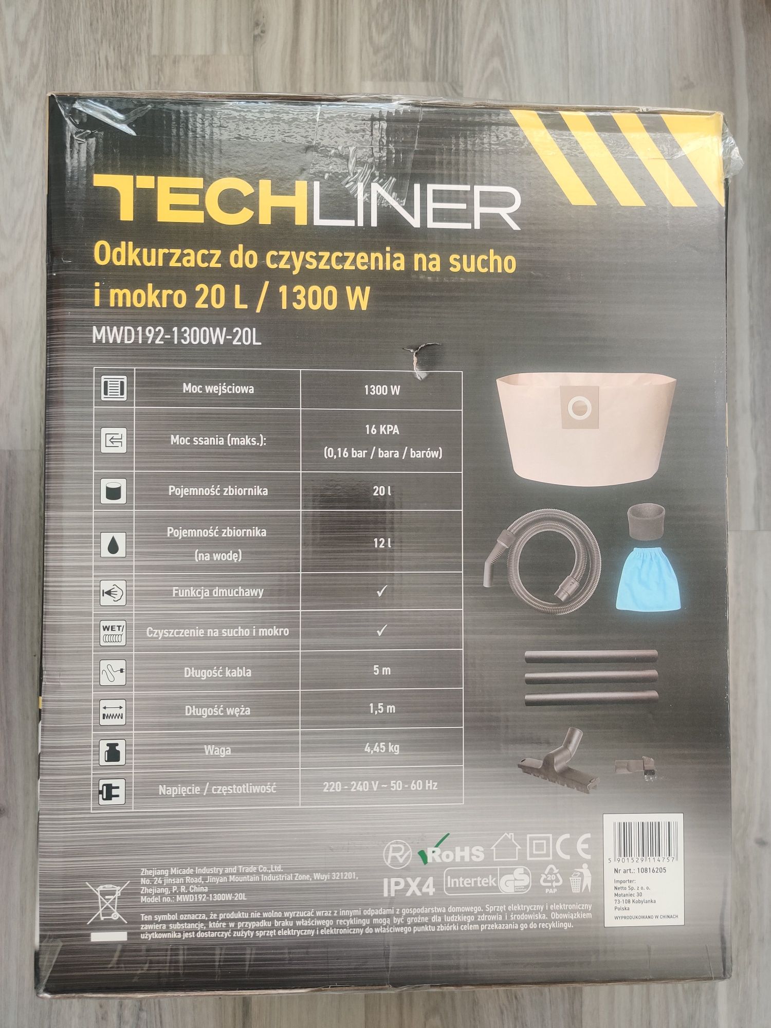 Odkurzacz warsztatowy na sucho i mokro 20L 1300W nowy