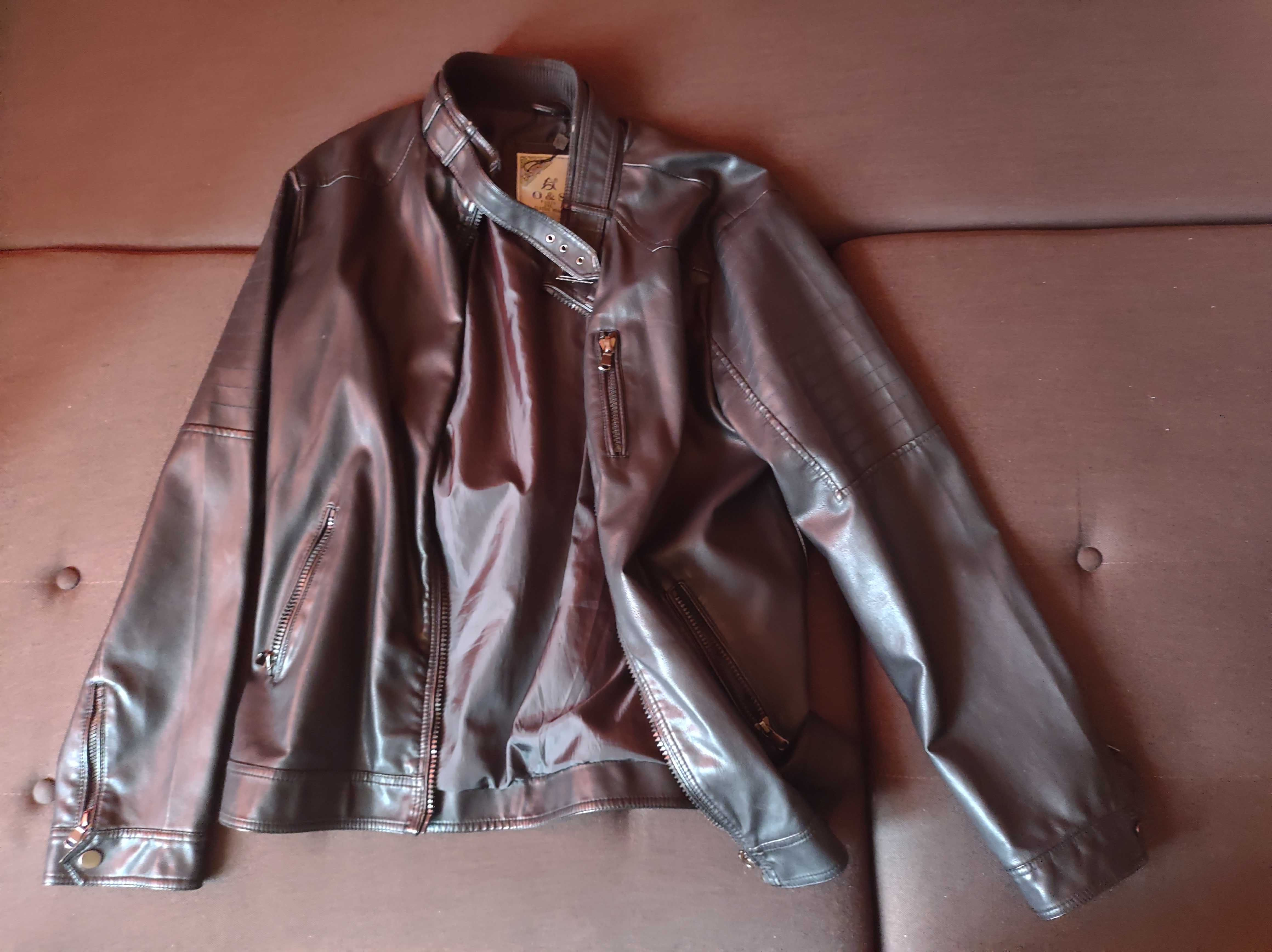 Czarna skórzana kurtka 2XL marki O&S Paris