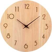 Zegar ścienny z drewna dębowego bez tykania, cichy, 30 cm