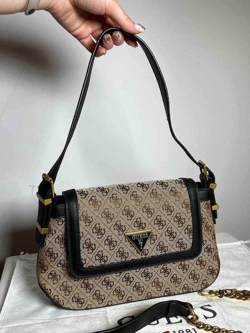 Сумка Guess Desideria коричневая с чёрным