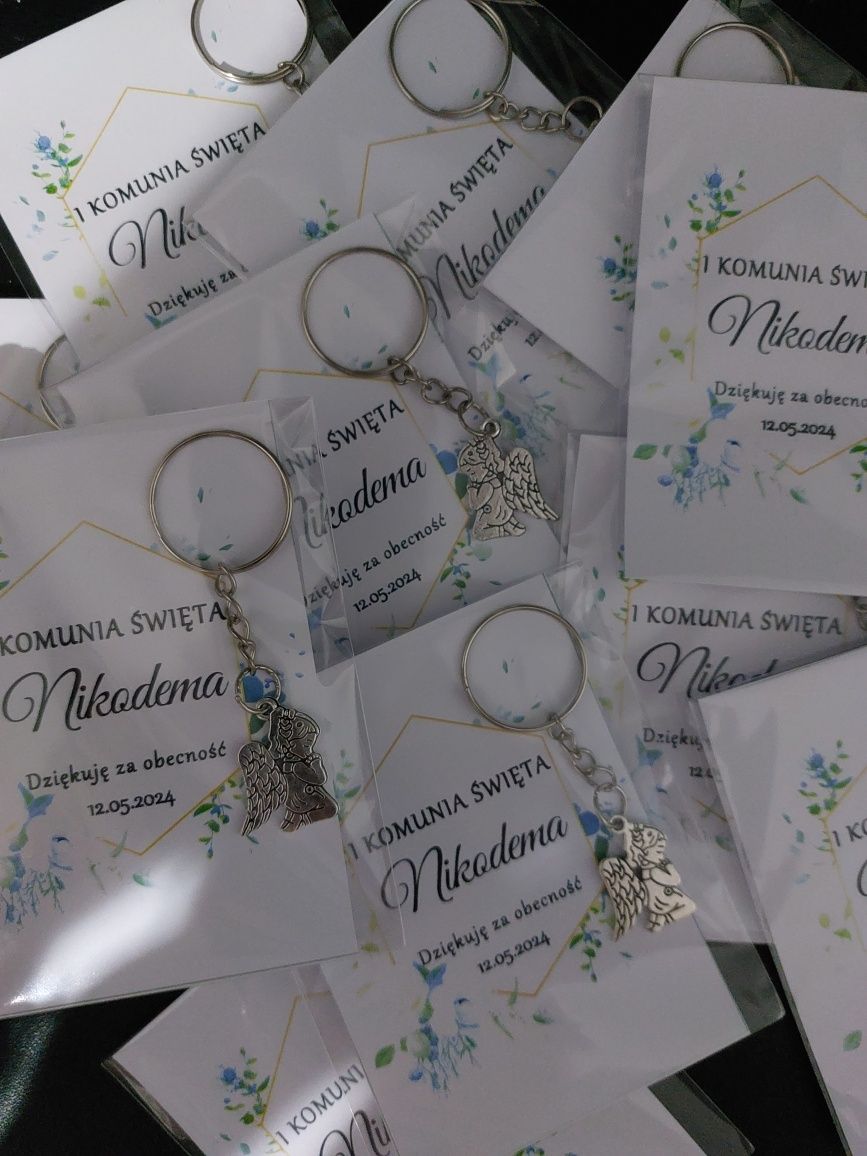 Breloczki Podziekowania dla gości chrzest świety roczek komunia swieta