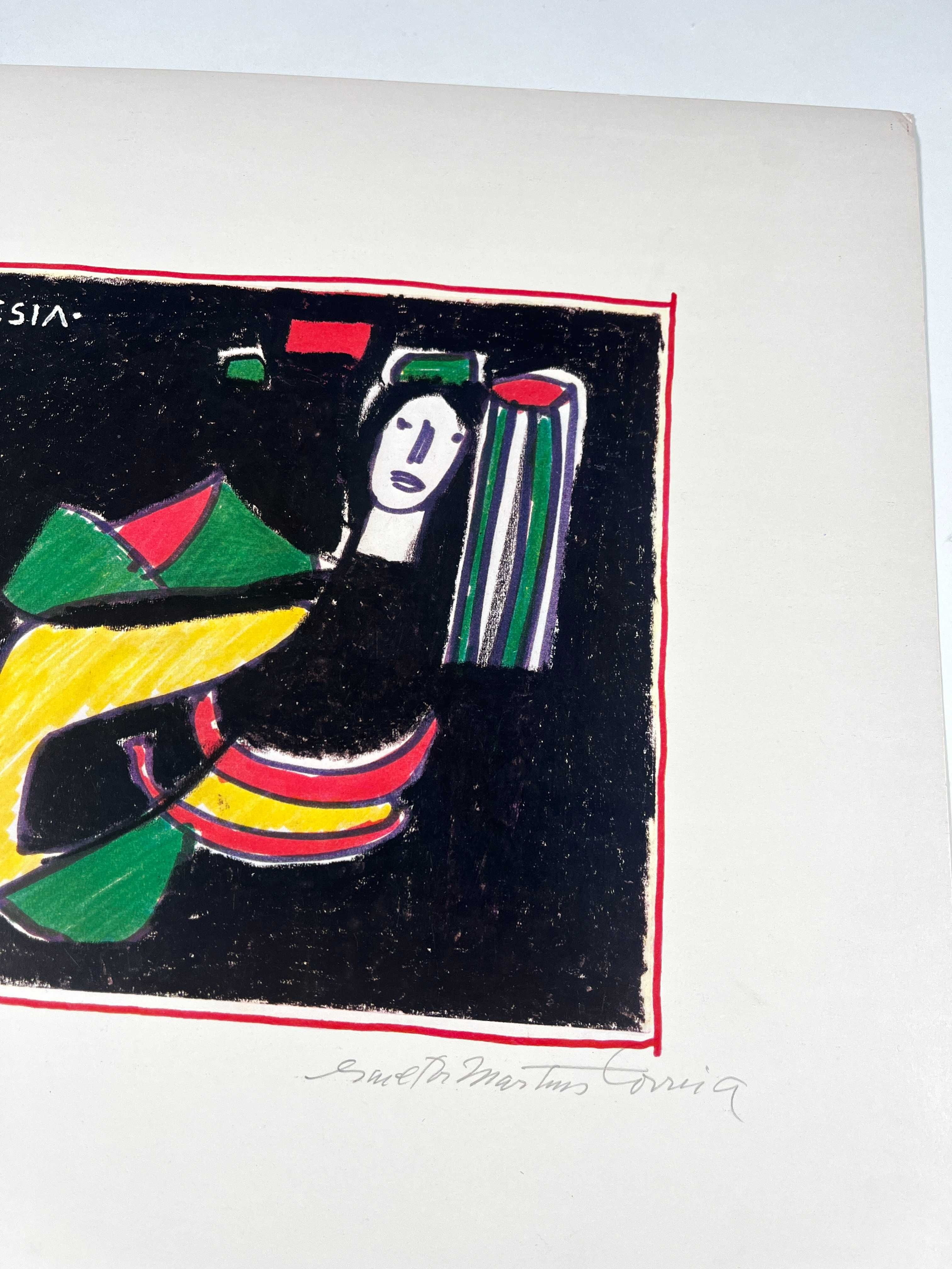 Serigrafia do escultor Martins Correia - Esperando Poesia