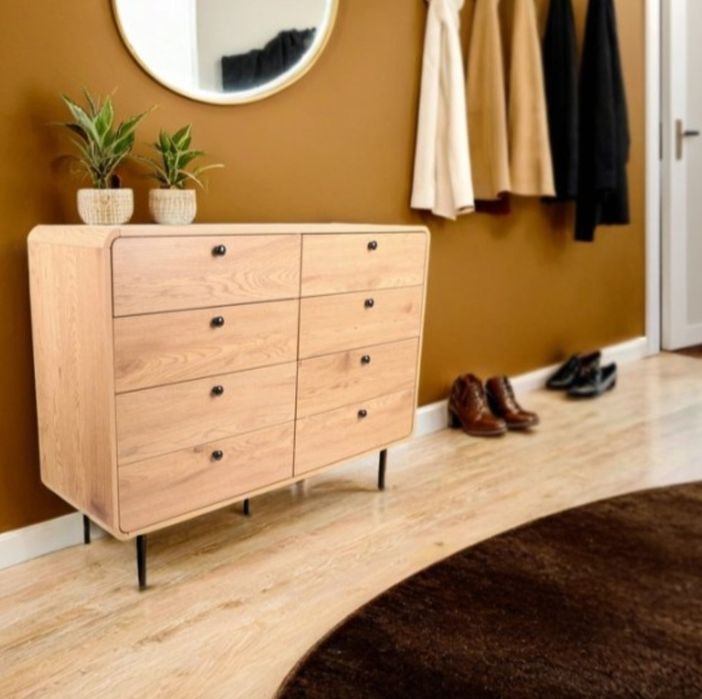 Komoda 120 cm kolor dąb nowa czarne nóżki