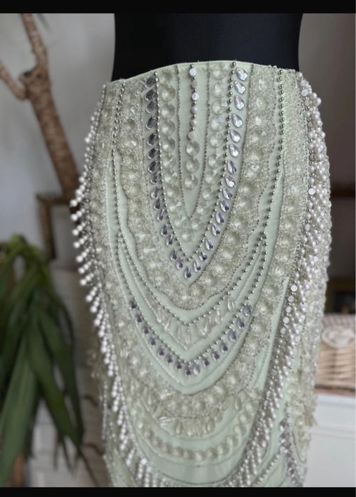 Asos luxe cekinowa spódnica midaxi midi m 38 L  40 miętowa