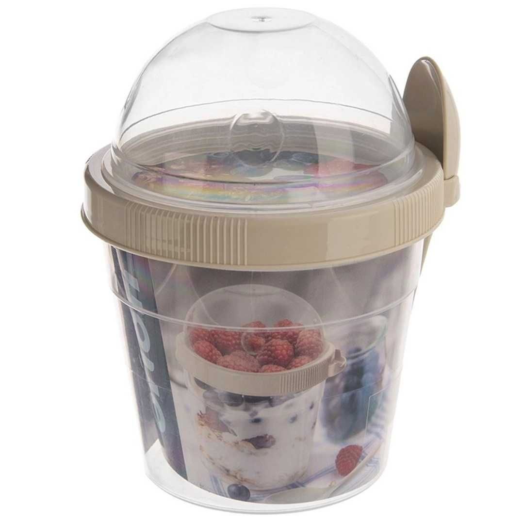 Kubek pojemnik 400 ml z łyżeczką na jogurt musli sałatkę śniadaniowy