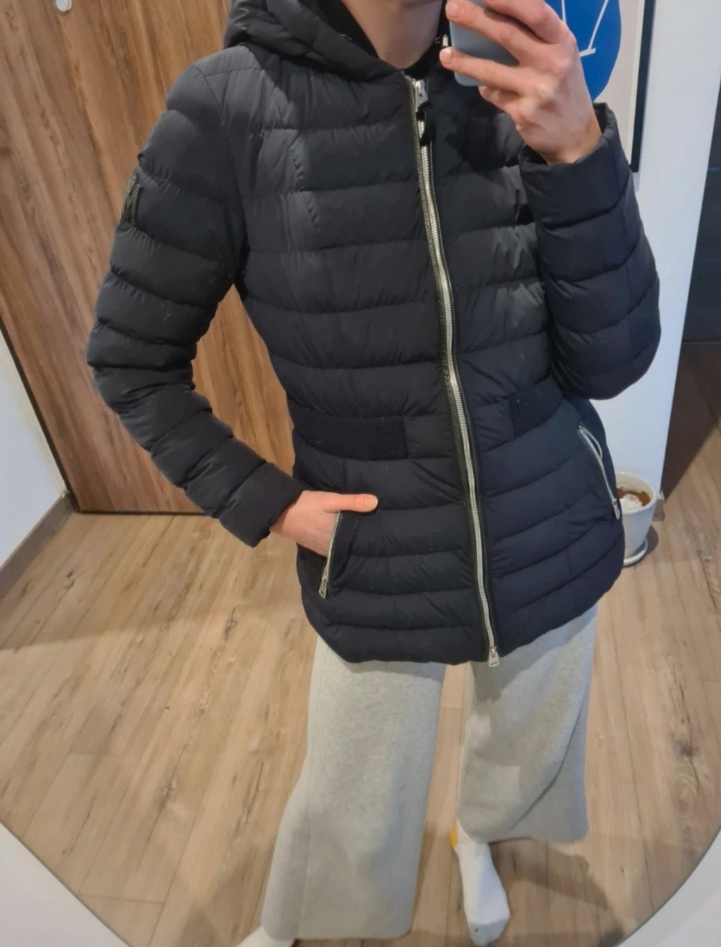 Mackage puchowy płaszczyk kurtka granatowa L kaczy puch woolrich