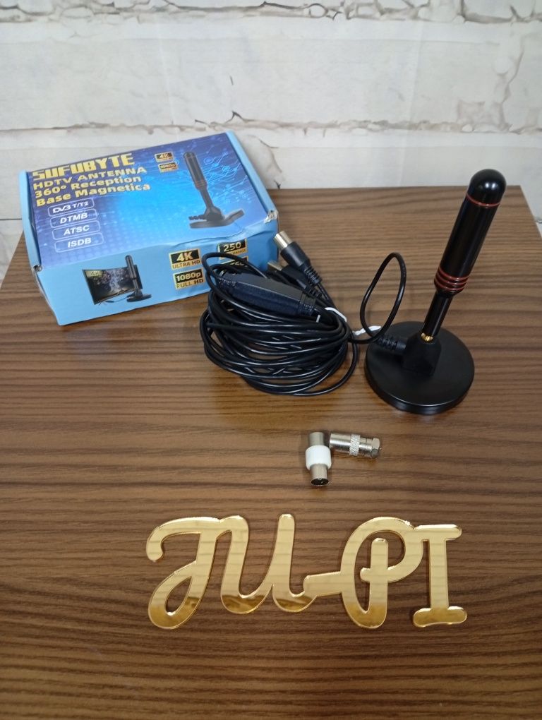 Cyfrowa antena twlewizora 360' odbiór do dvb-t2 z podstawką magnetyczn