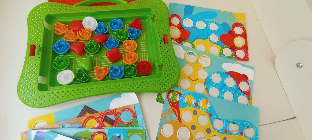 Дитяча кольорова мозаїка з крупними деталями, 10 трафаретів, вік 2+