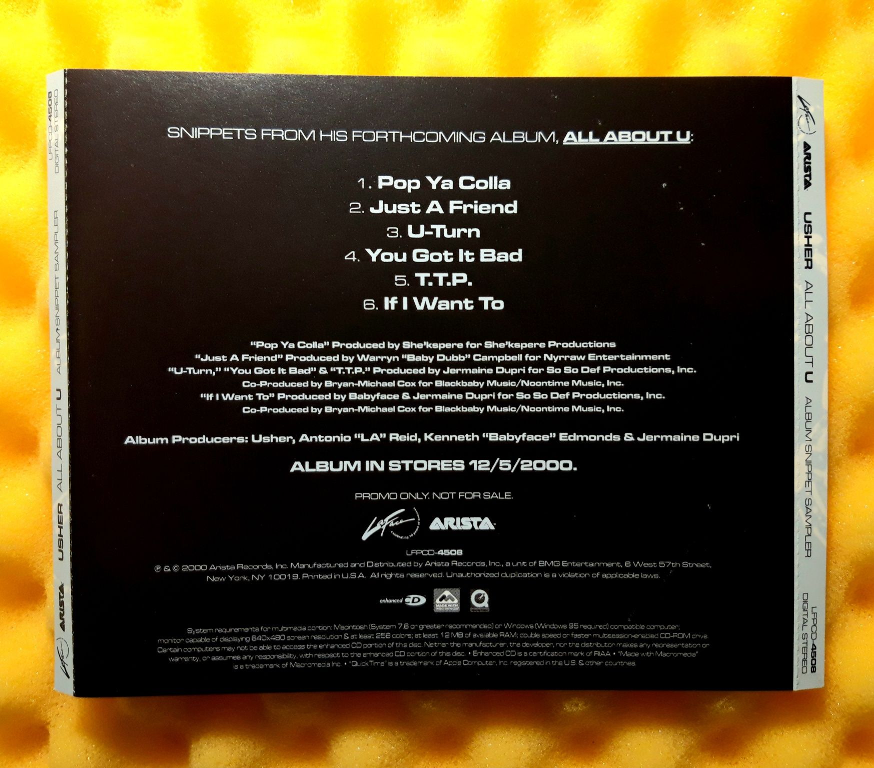 Usher ‎– All About U (Album Snippet Sampler) CD, 2000