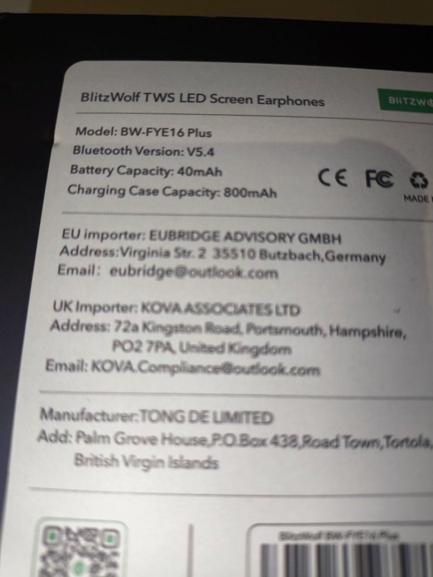 Słuchawki Blitzwolf Tws Led Screen BW-FYE16 Plus
