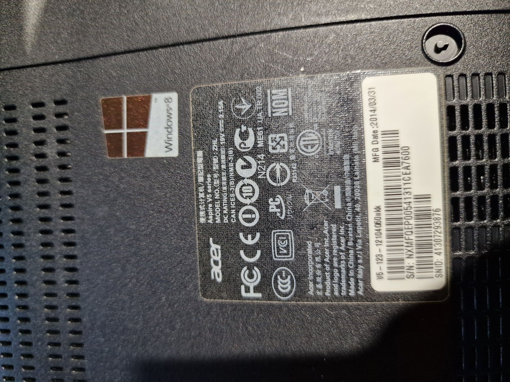 Laptop Acer Aspire v5  15,6" 4gb ram 500gb