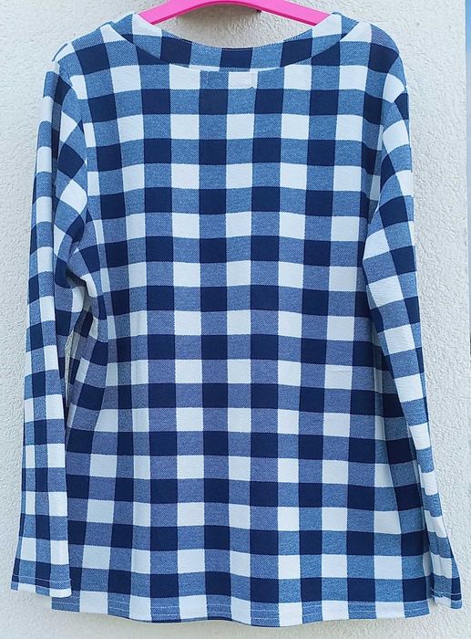 Niebiesko-biała bluzka w kratę kratkę G-D2 Fashion 40 L