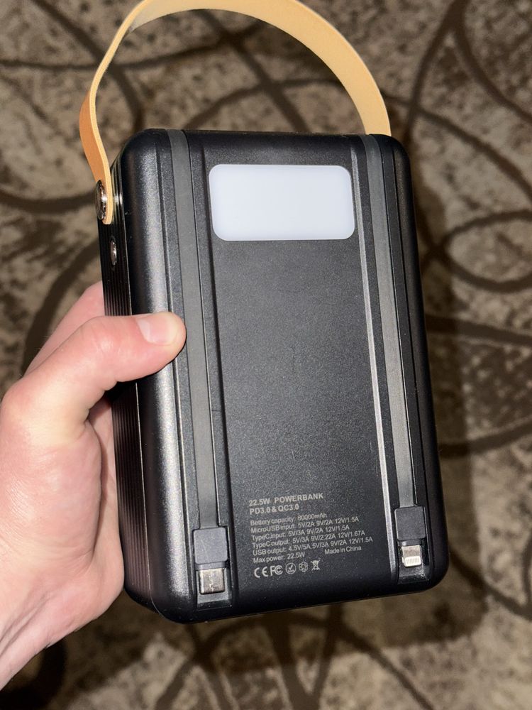 Powebank 80000mah павер банк с быстрой зарядкой банка акб с фонариком