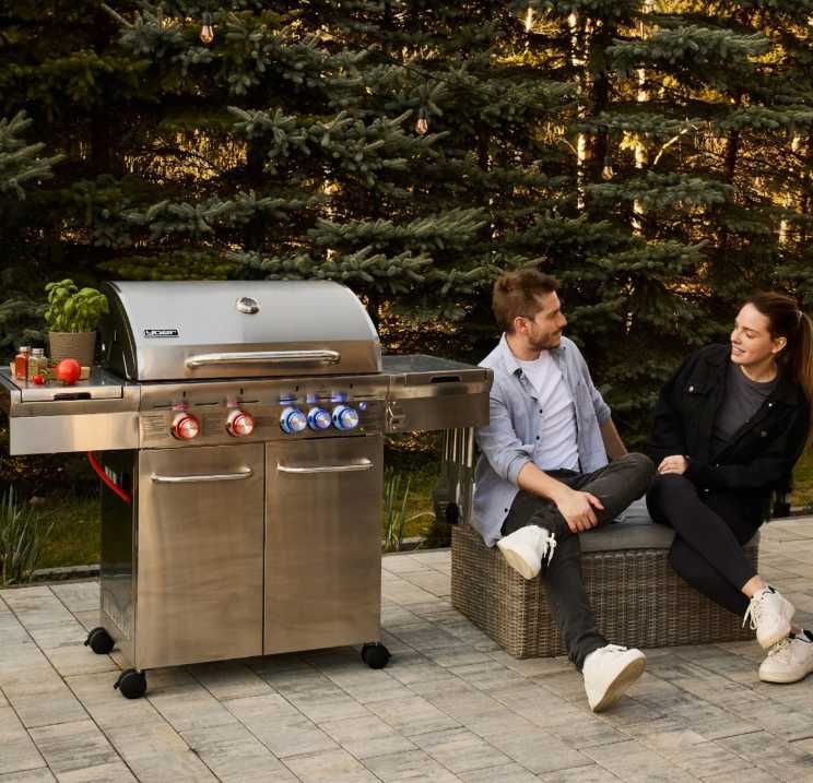 Grill gazowy Ogrodowy ŻELIWNY nierdzewny 4+1