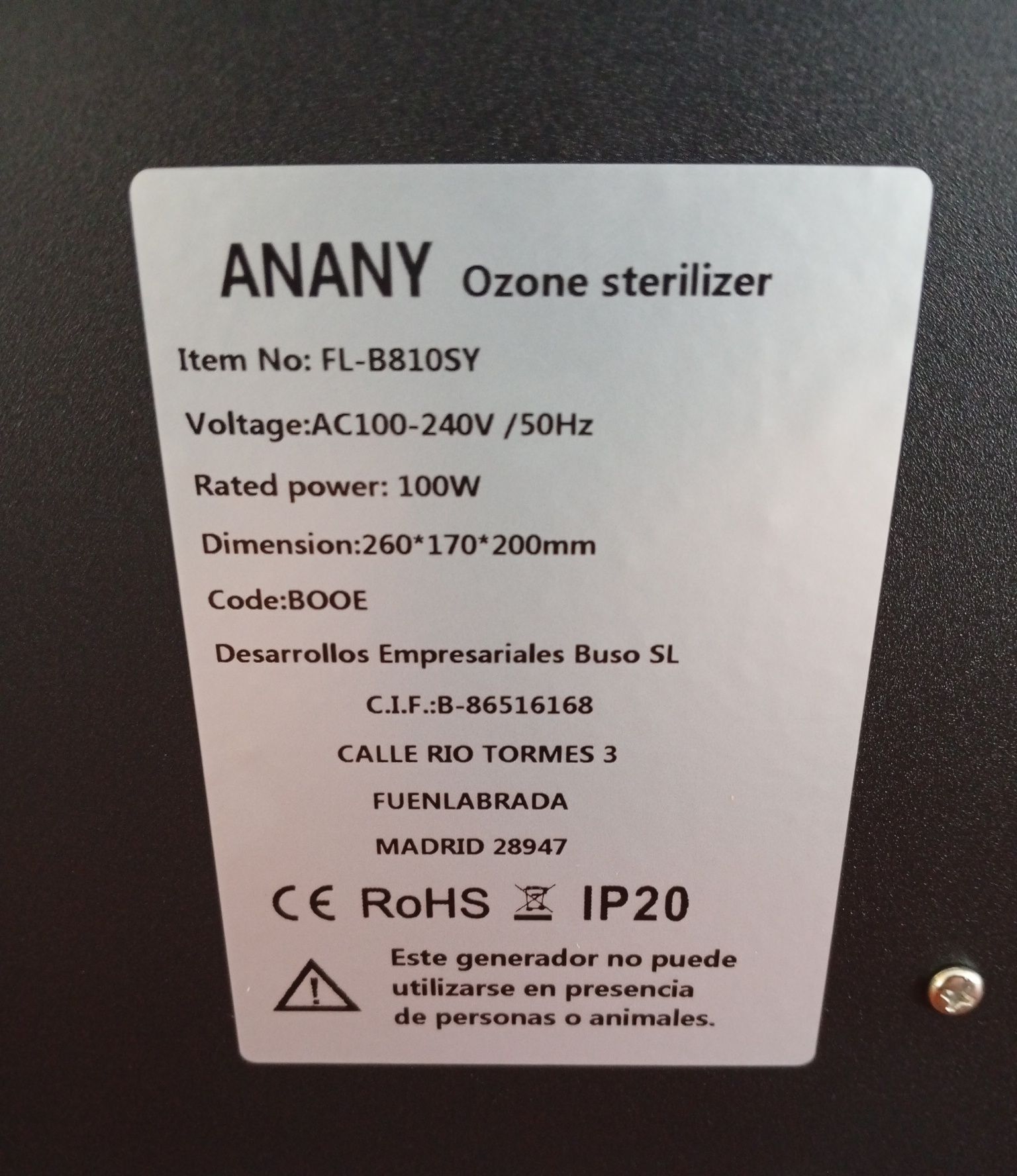 Ozonator / ozone sterilizing machine