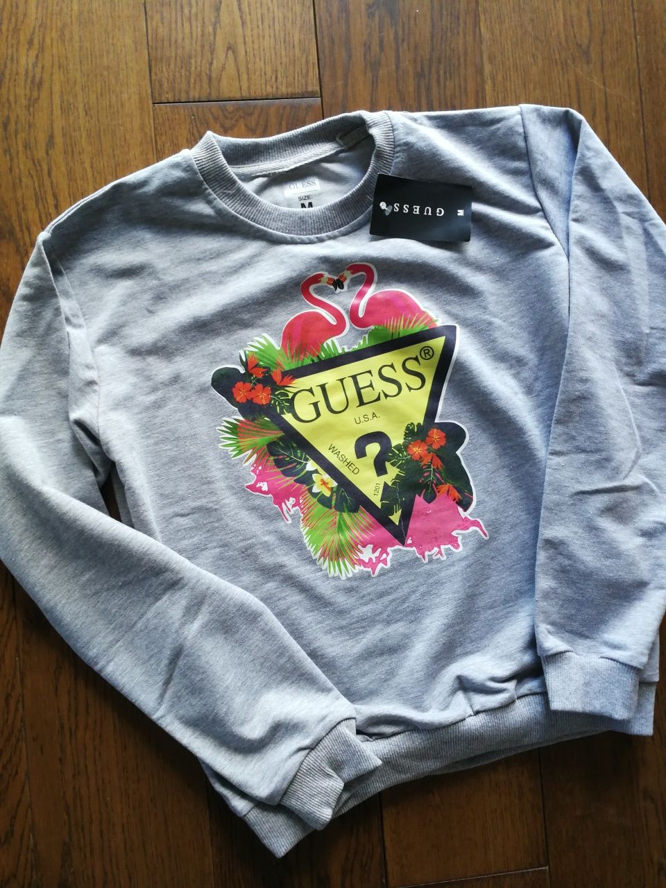 Nowa Szara bluza Guess r. S w kwiatki