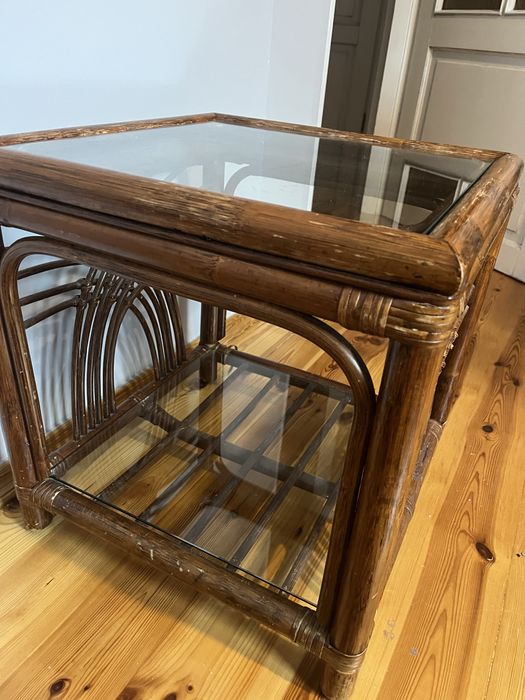 Stolik kawowy brązowy szklany stan dobry