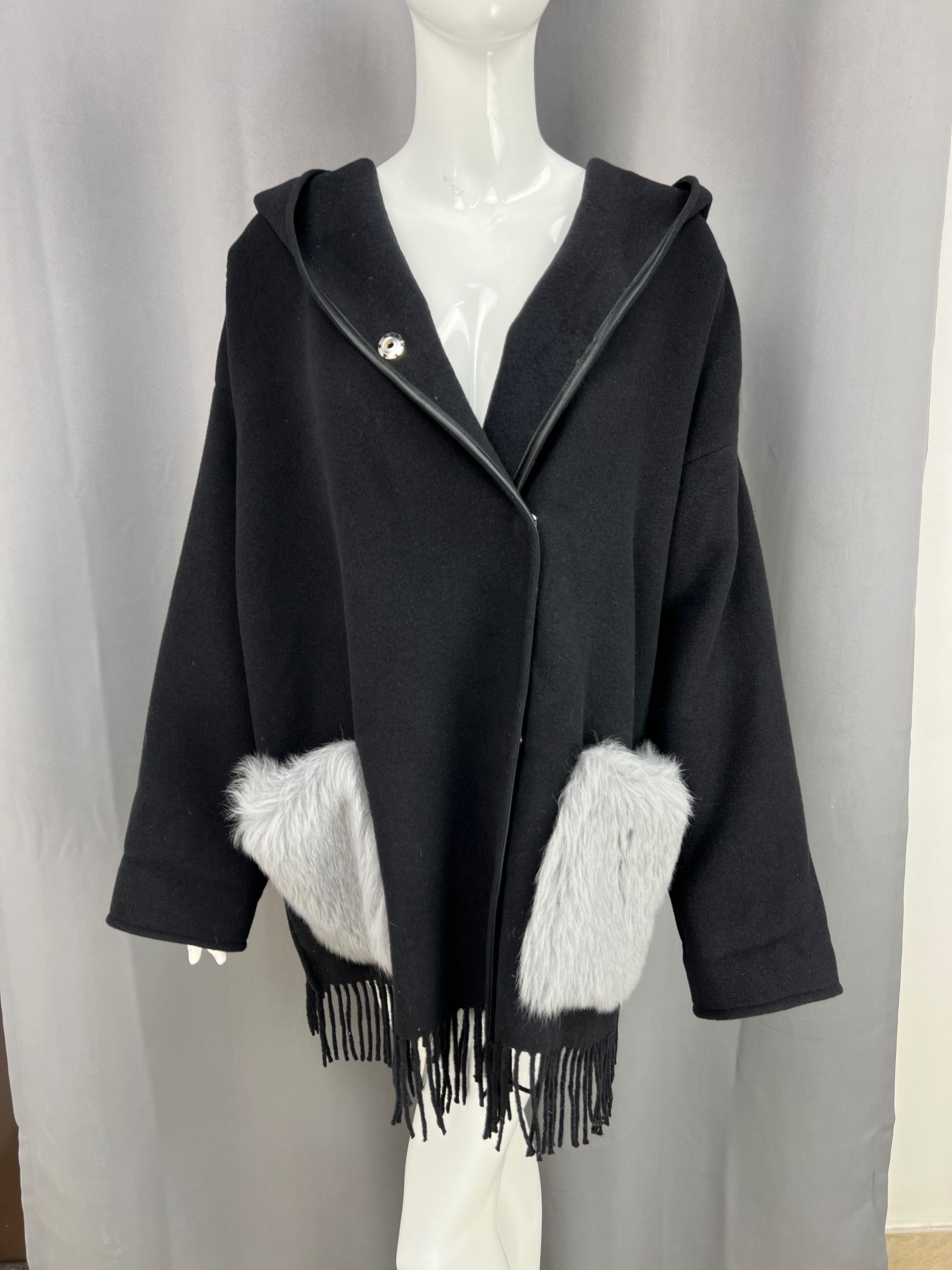 BOGNER Modern Wool Poncho шерстяне пончо оверсайз БОГНЕР з хутром