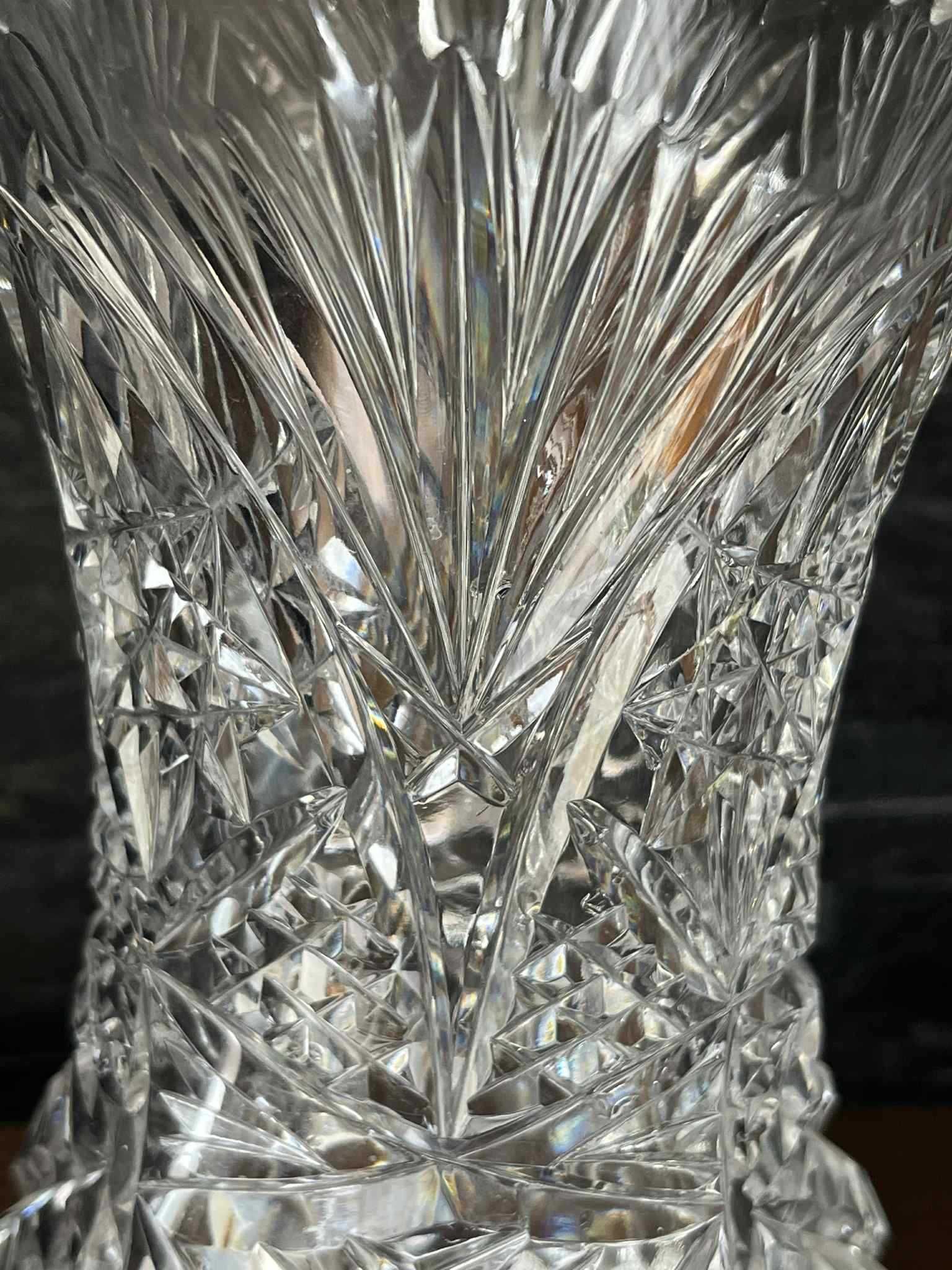 Duży kryształowy wazon 30 cm ciężki cięty kryształ