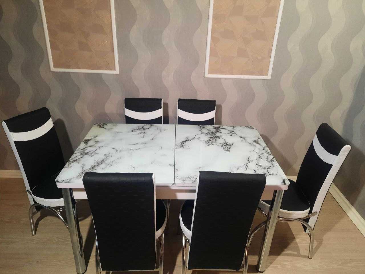 Стол со стульями обеденный раздвижной кухонный Обідній кухонний стіл