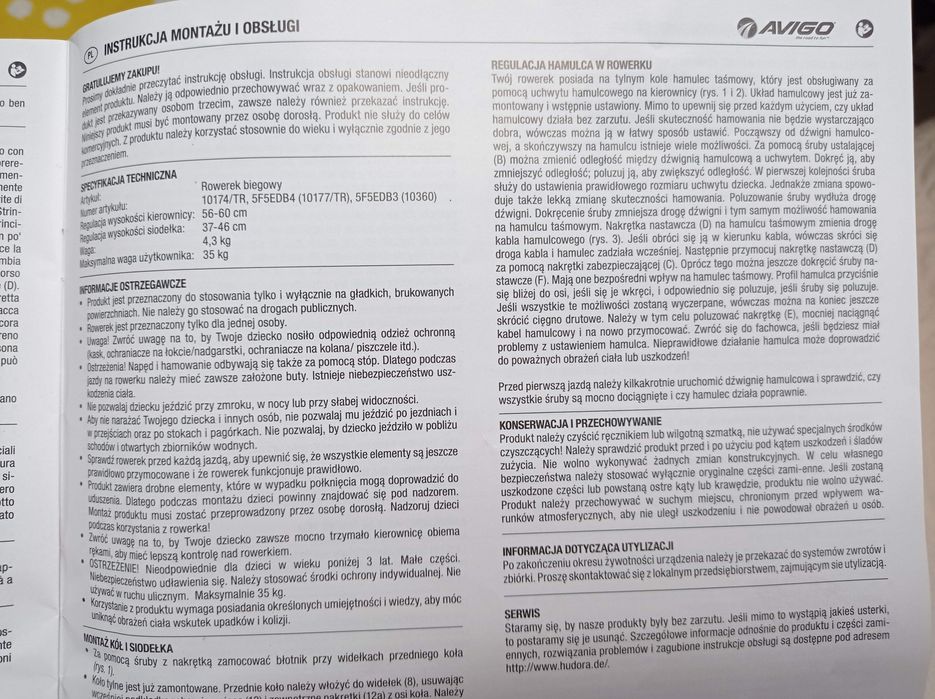 Rower rowerek biegowy Avigo  street girl