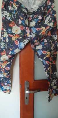 Spodnie damskie w kwiaty rozmiar 46