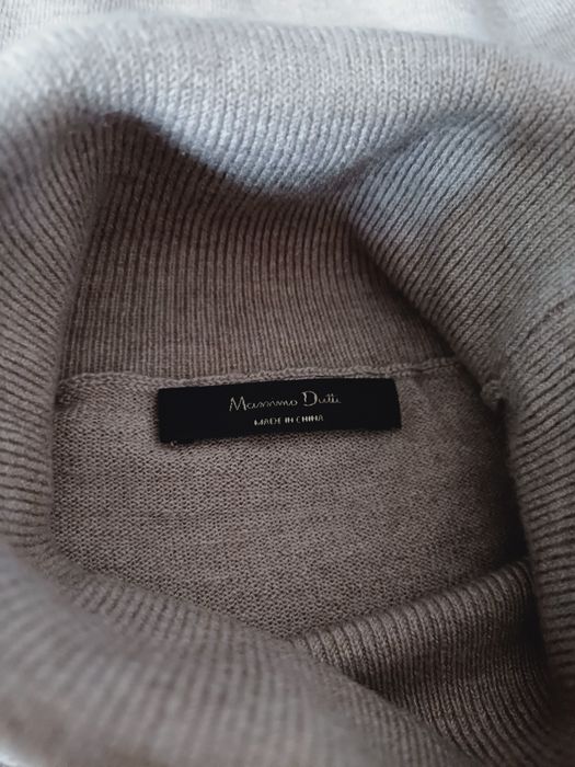 Massimo Dutti wełniany golf beżowy taupe sweter z golfem wełna kaszmir