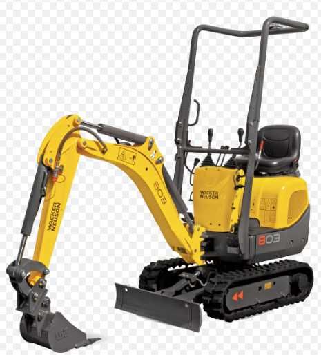 Wynajem minikoparki 1 tona 1.8 t, 2.5 t, 3.5 tony z młotem i wiertnicą