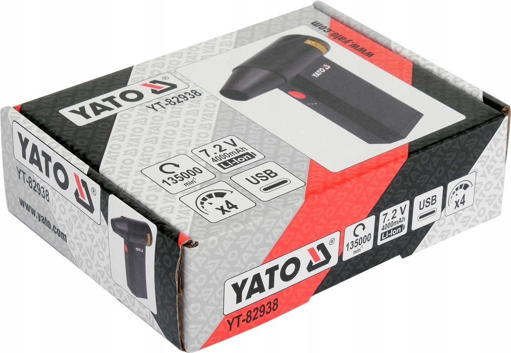 Bezprzewodowa dmuchawa elektryczna mini Yato 180 W 4 biegi TURBO MOC