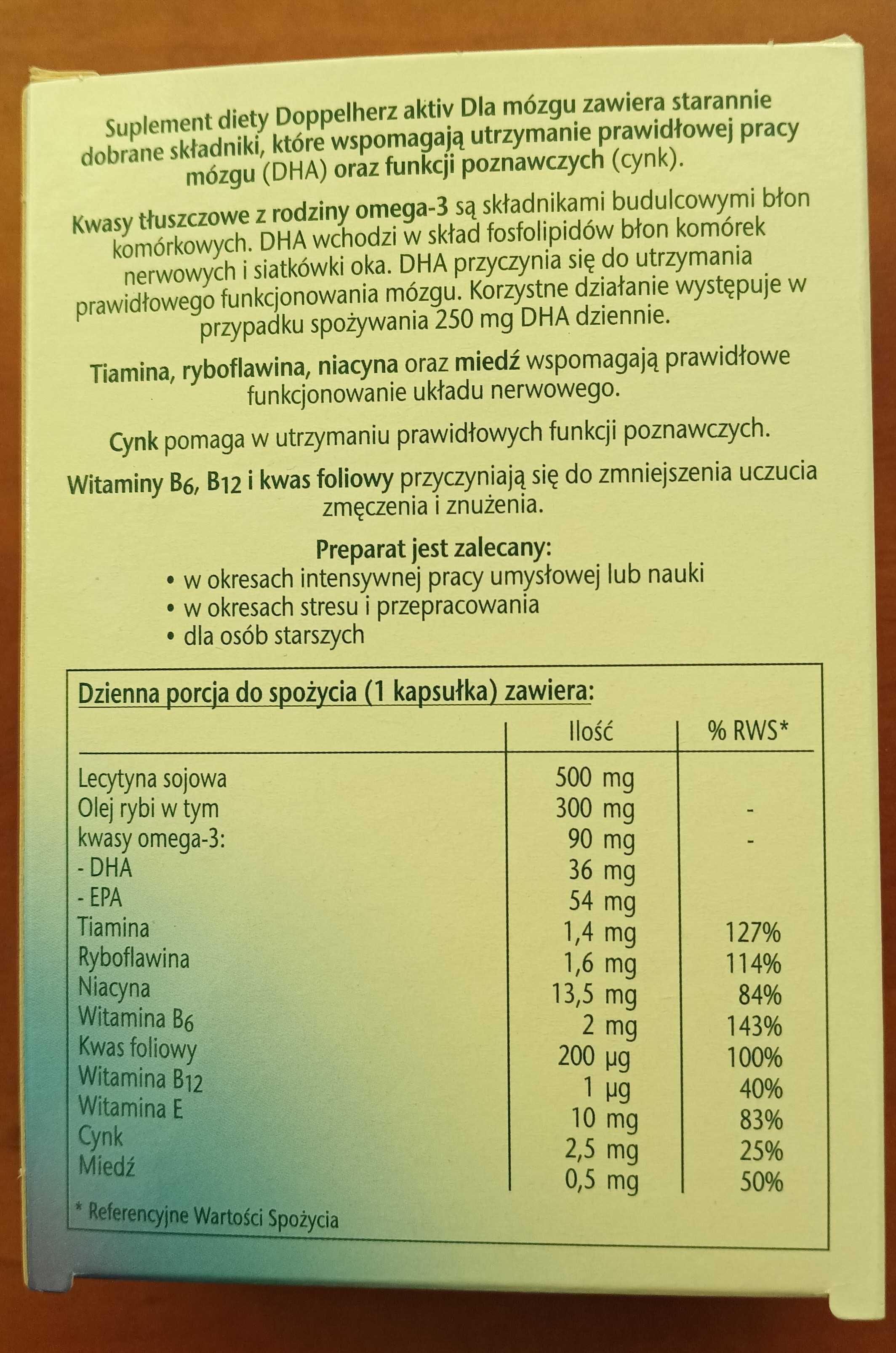 DLA MÓZGU 30 kapsułek  DoppelHerz Aktiv